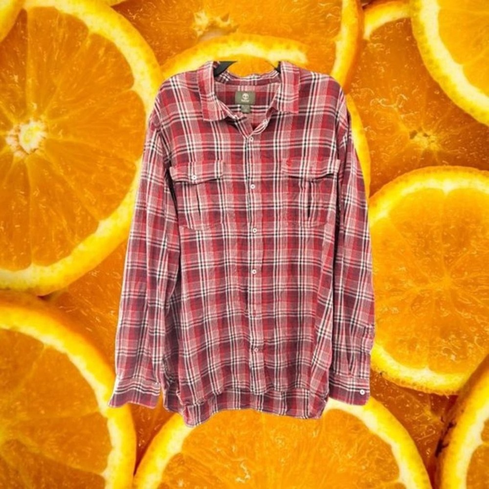 Timberland Red Plaid Size XXL 100% Cotton